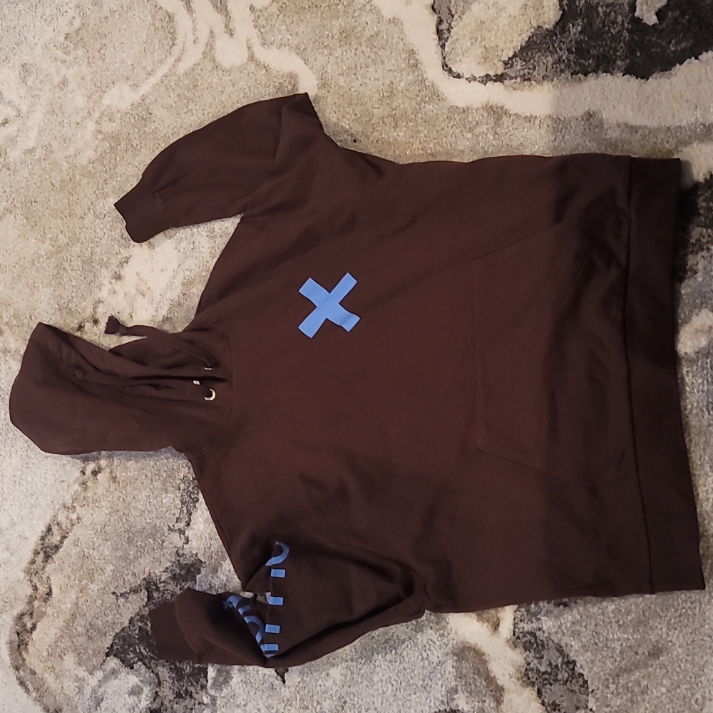 Collusion X Mens Brown Long Sleeve Pullover Hoodie Size 2XL
